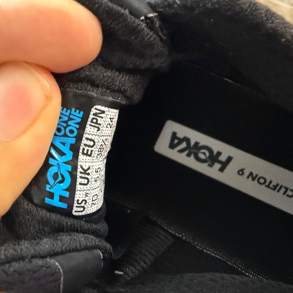 Hoka  Clifton 9 Black and White Athletic Sneakers - Picture 10 of 10